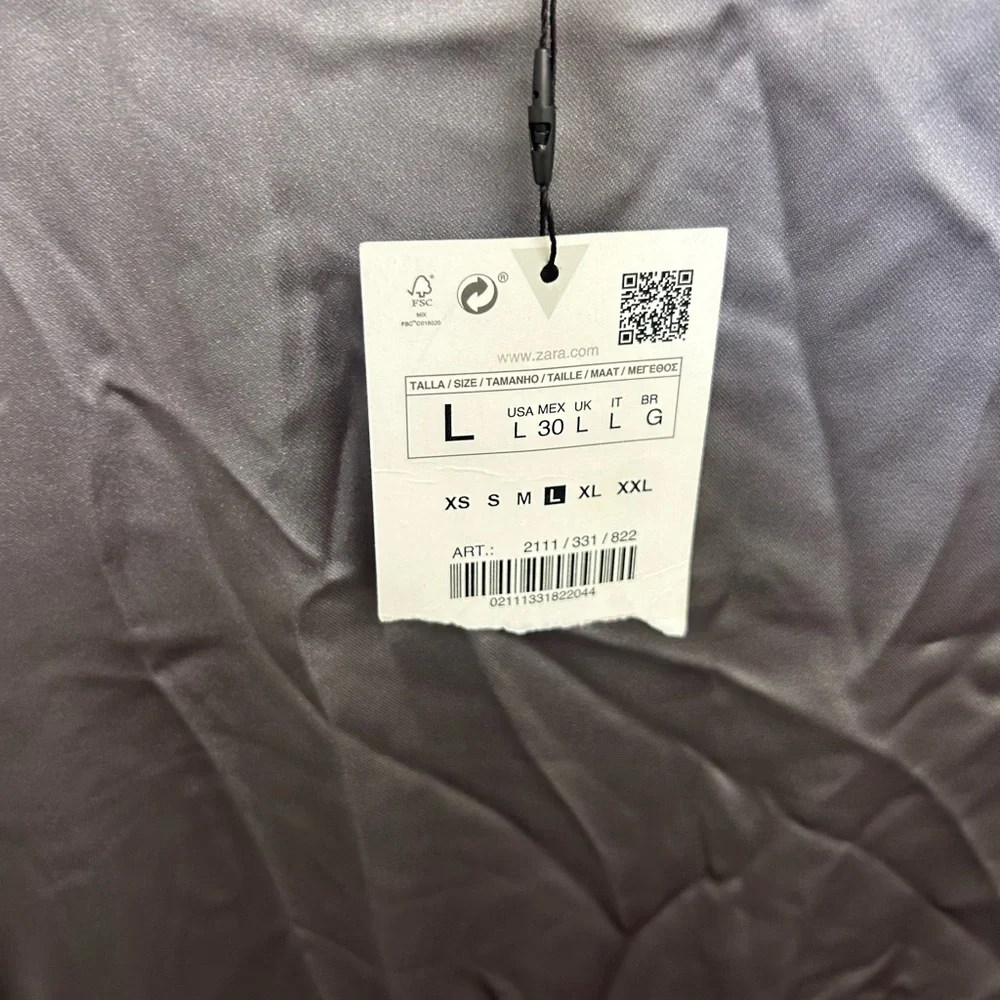 Zara Size‎ Large Gray Satin Effect Short Dress NWT